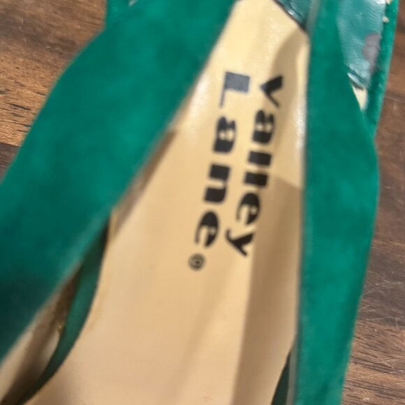 VALLEY LANE emerald  Green‎ Suede 3.25" Heels Sling Back Size 9 Pointy Toe - Picture 6 of 9
